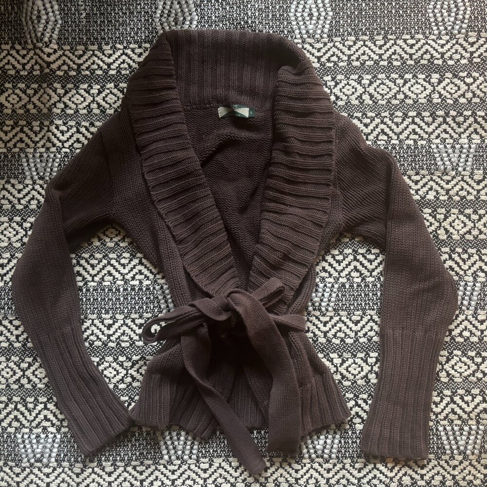 525 America Tie Cotton Wrap Sweater – Brown – S